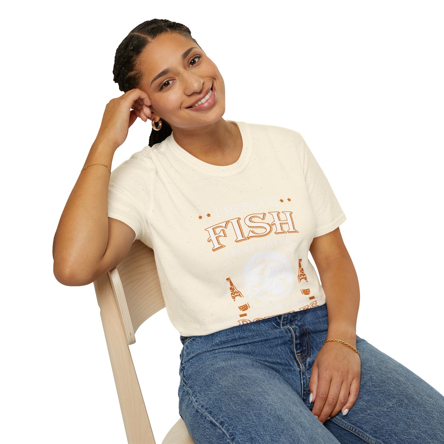 I Rescue Fish from Water & Beer from Bottles T-Shirt — Funny Fisherman Tee