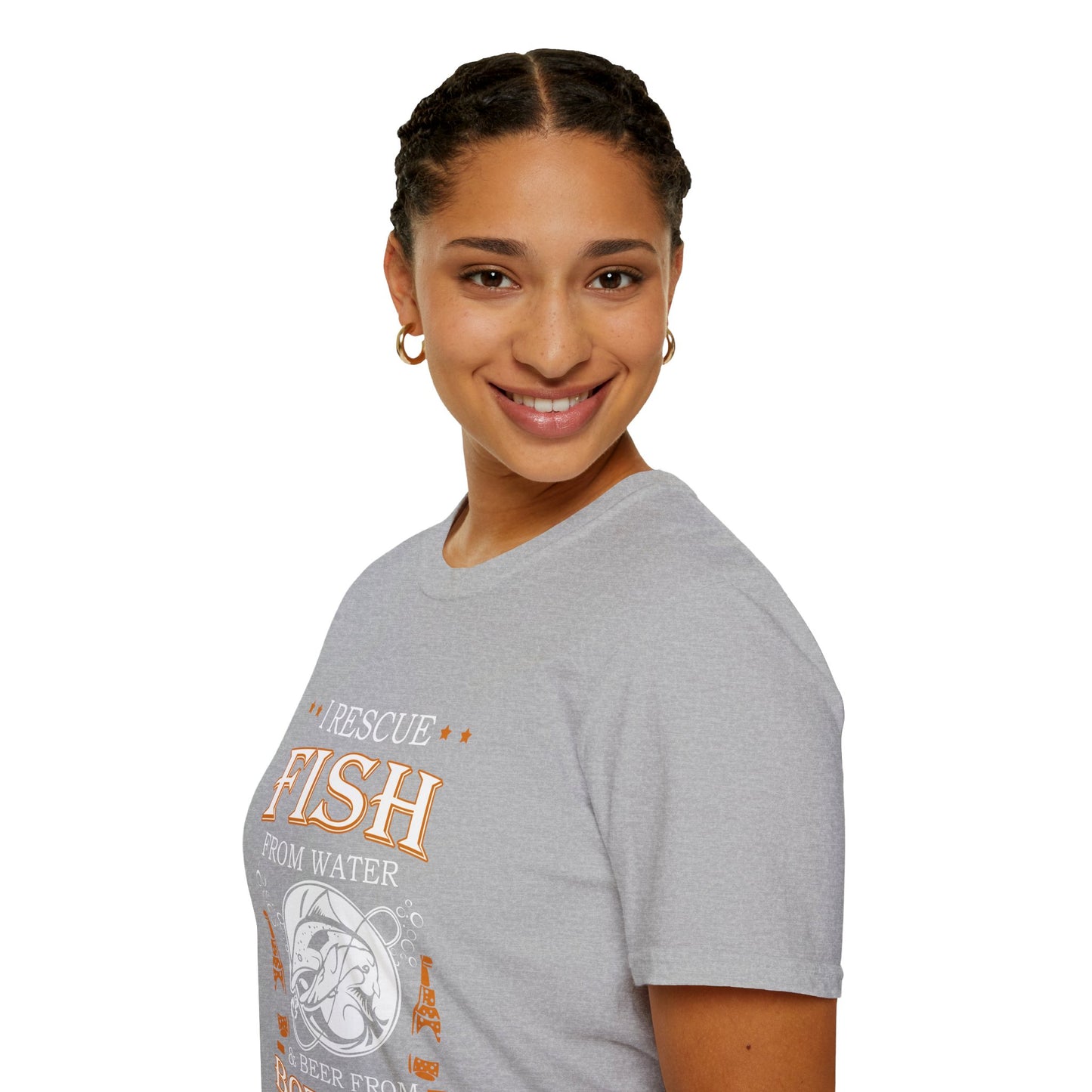 I Rescue Fish from Water & Beer from Bottles T-Shirt — Funny Fisherman Tee