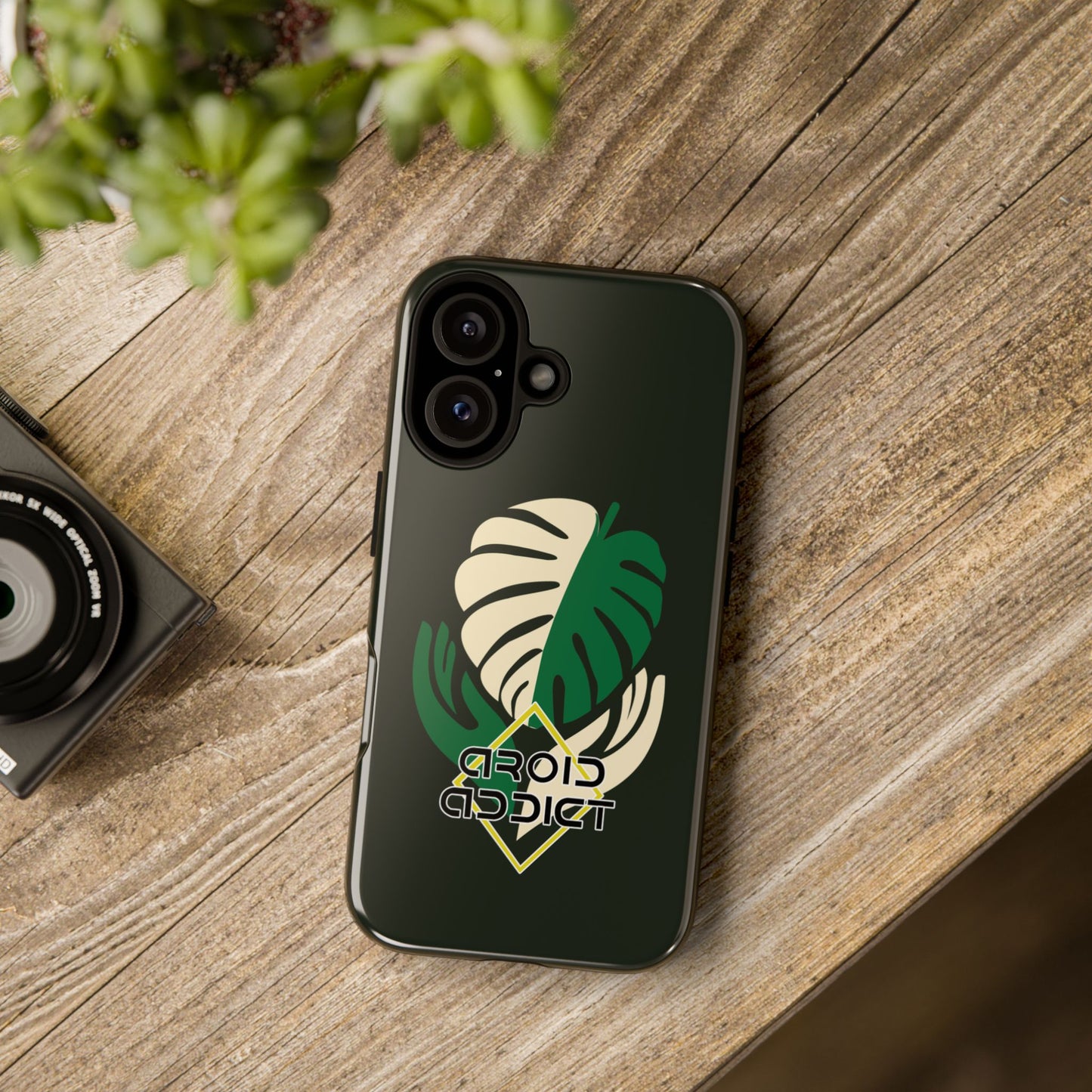 Phone Case — 'Droid Addict' Tropical Monstera Protective Case