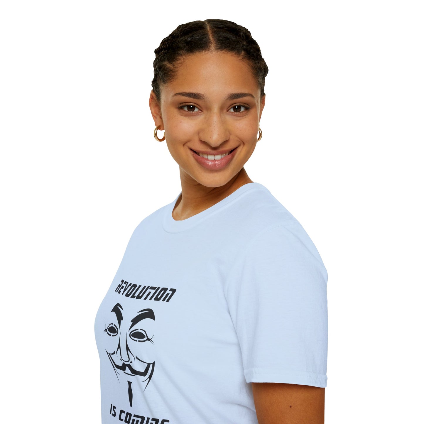 Revolution Is Coming T-Shirt — Guy Fawkes Mask Protest Tee
