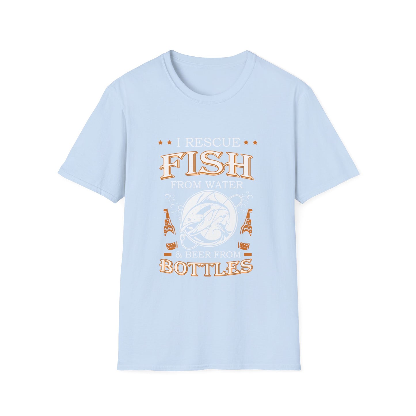 I Rescue Fish from Water & Beer from Bottles T-Shirt — Funny Fisherman Tee