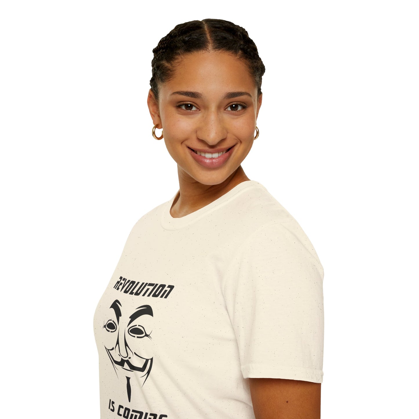 Revolution Is Coming T-Shirt — Guy Fawkes Mask Protest Tee