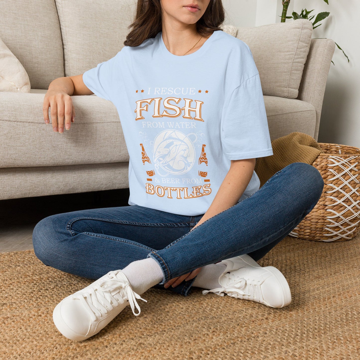 I Rescue Fish from Water & Beer from Bottles T-Shirt — Funny Fisherman Tee