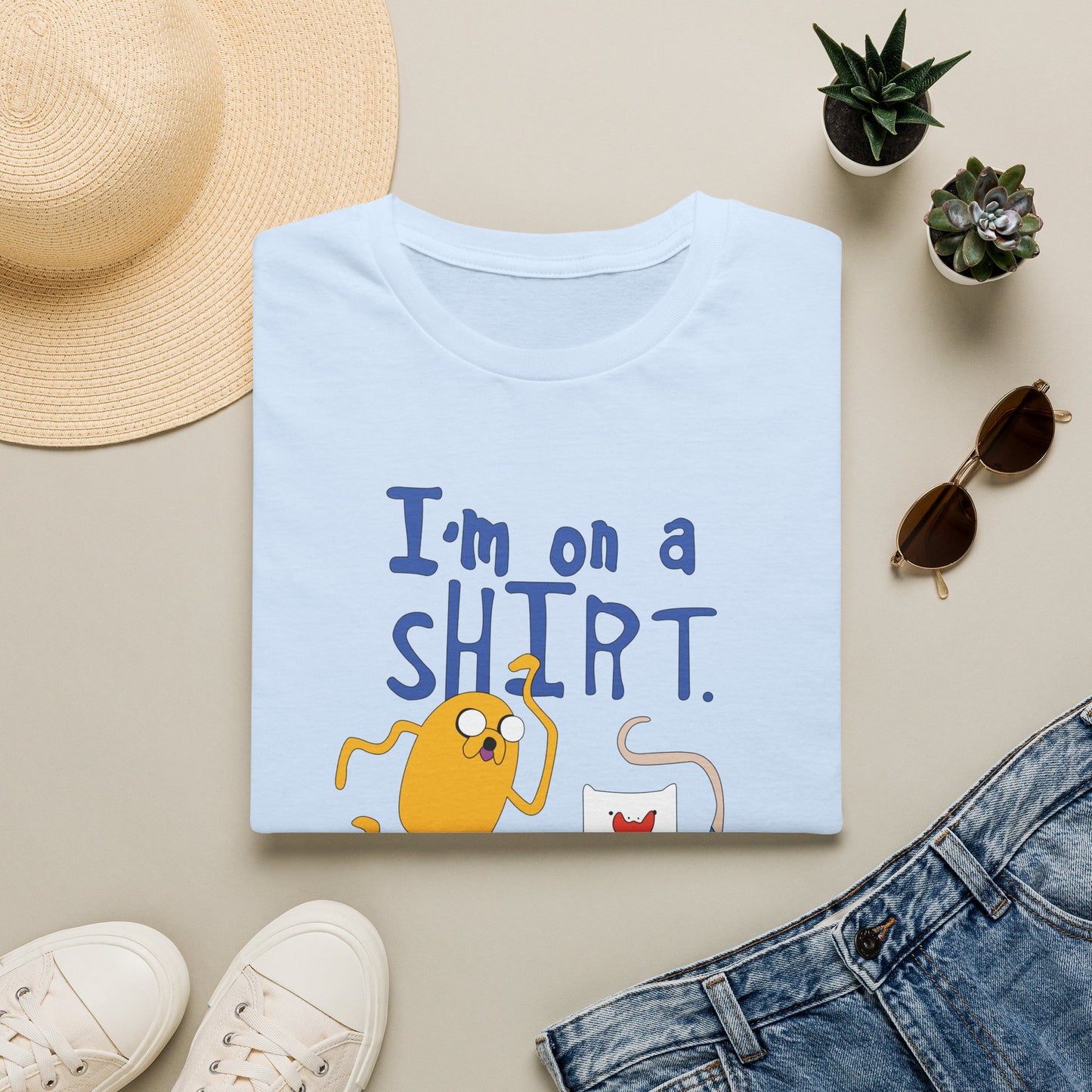 ADVENTURE TIME with Finn & Jake I'm on a Shirt. Me Too! — Funny Cartoon Jake & Cat Graphic Tee