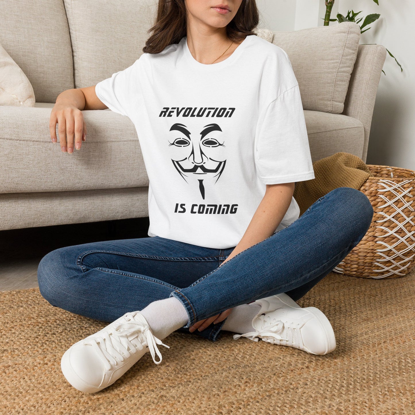 Revolution Is Coming T-Shirt — Guy Fawkes Mask Protest Tee