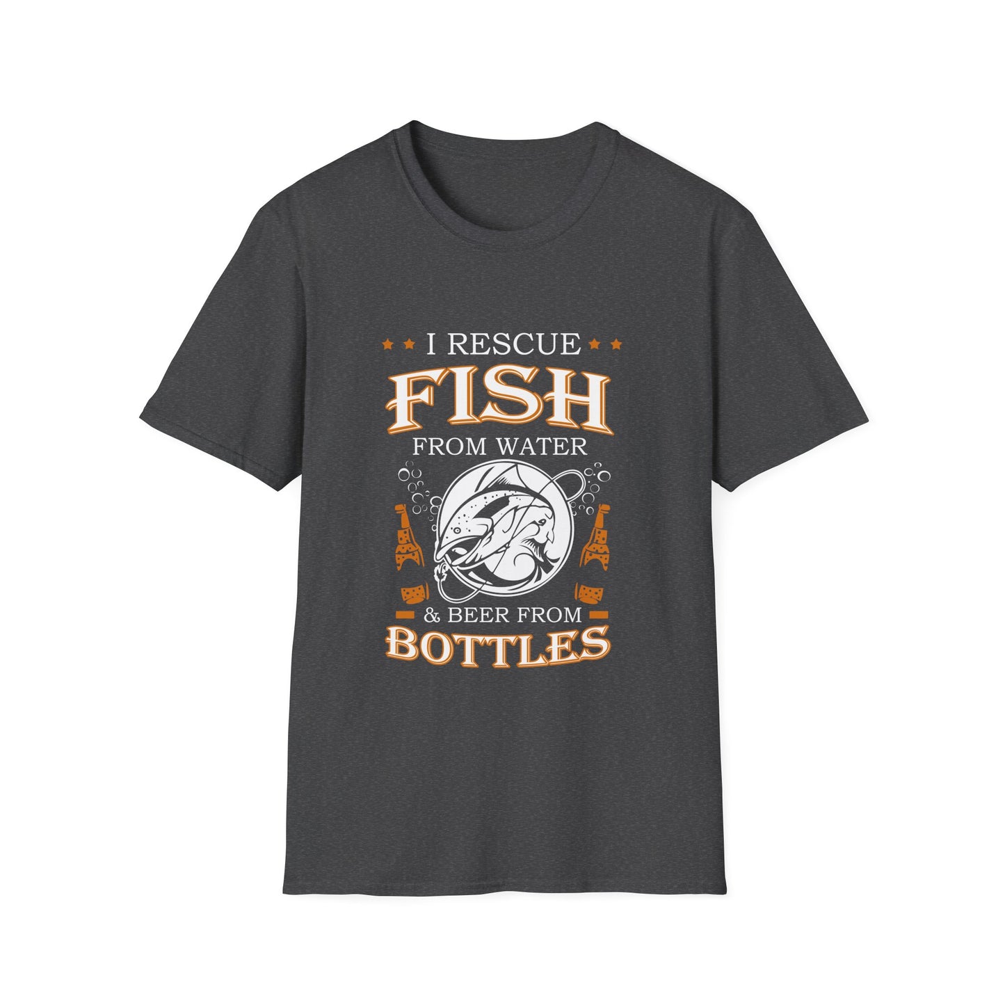 I Rescue Fish from Water & Beer from Bottles T-Shirt — Funny Fisherman Tee