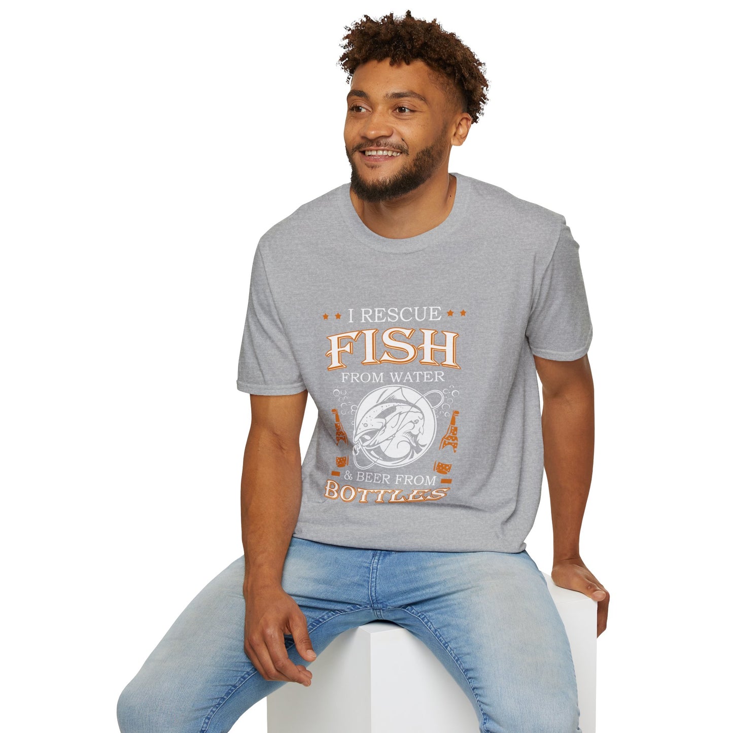I Rescue Fish from Water & Beer from Bottles T-Shirt — Funny Fisherman Tee