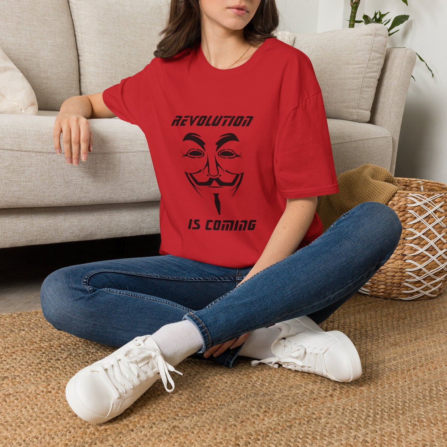 Revolution Is Coming T-Shirt — Guy Fawkes Mask Protest Tee