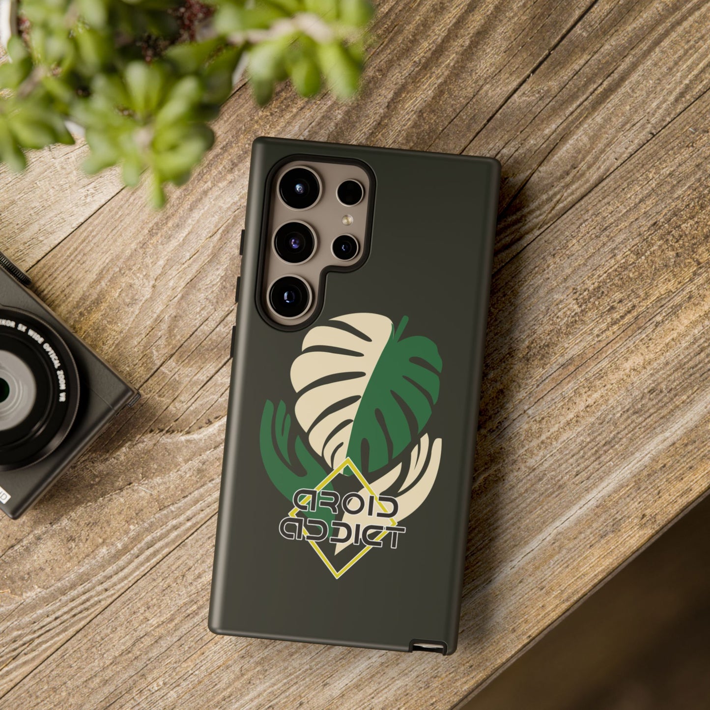 Phone Case — 'Droid Addict' Tropical Monstera Protective Case