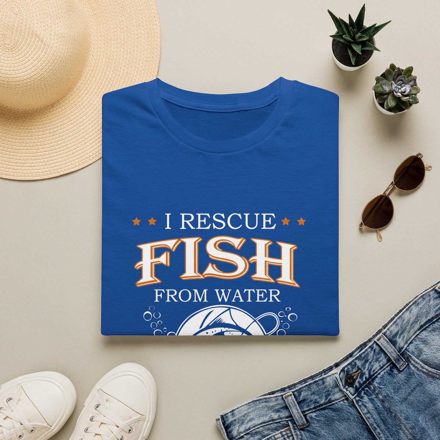 I Rescue Fish from Water & Beer from Bottles T-Shirt — Funny Fisherman Tee