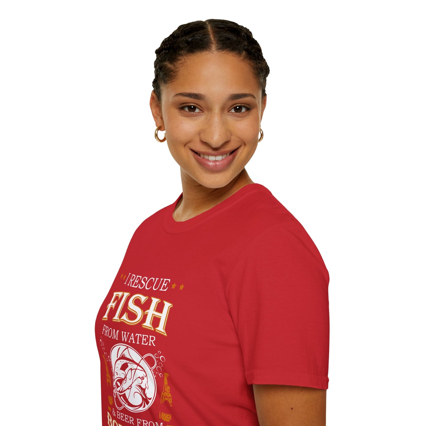 I Rescue Fish from Water & Beer from Bottles T-Shirt — Funny Fisherman Tee