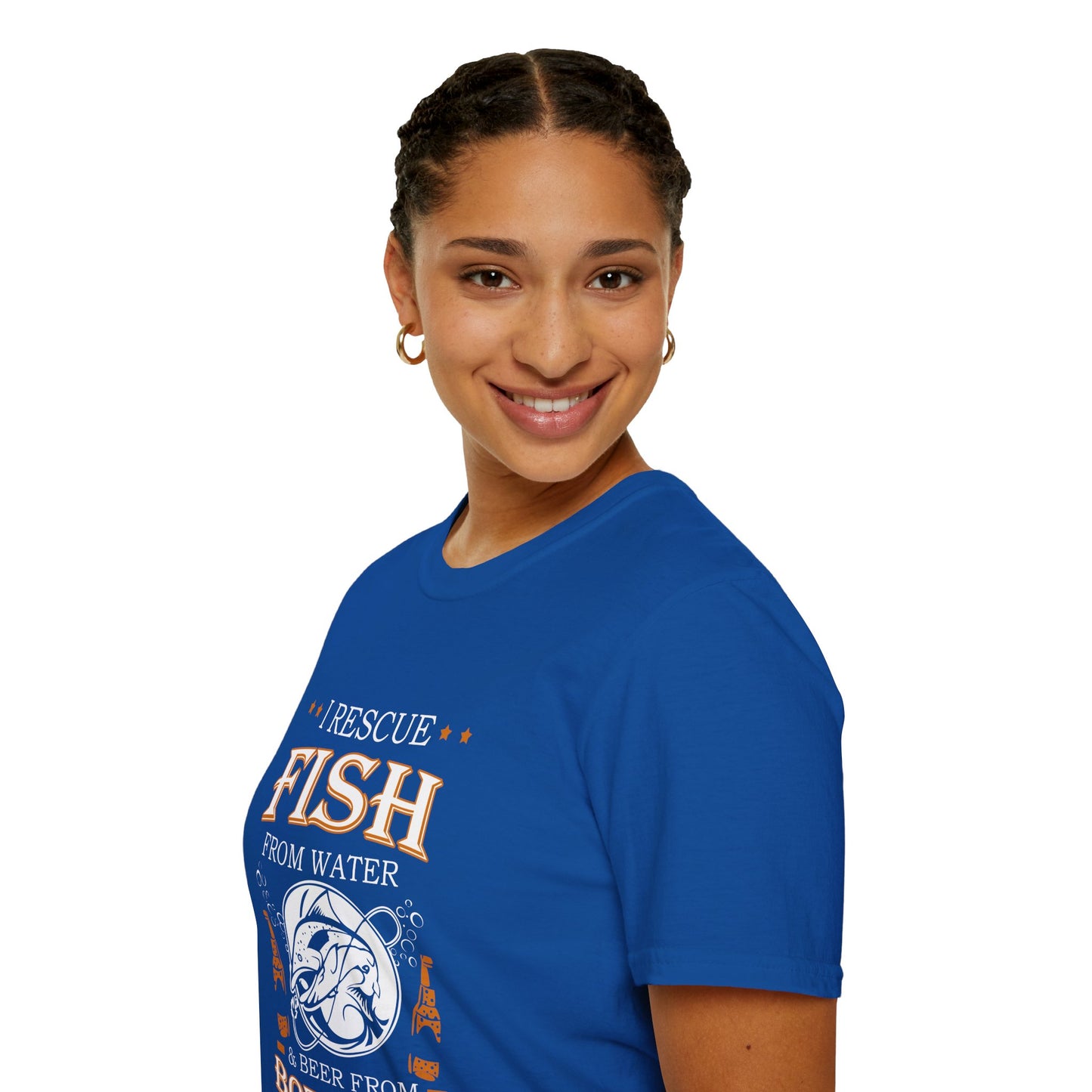 I Rescue Fish from Water & Beer from Bottles T-Shirt — Funny Fisherman Tee