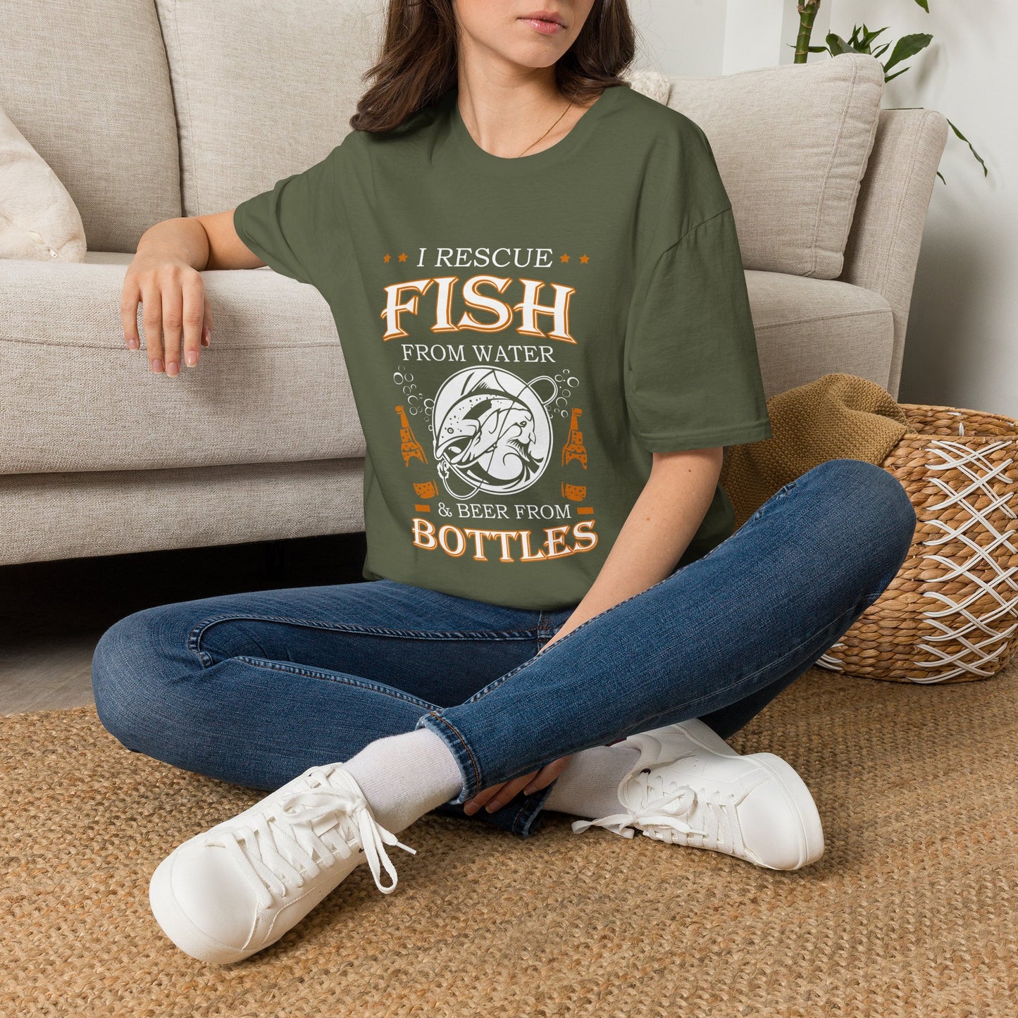 I Rescue Fish from Water & Beer from Bottles T-Shirt — Funny Fisherman Tee