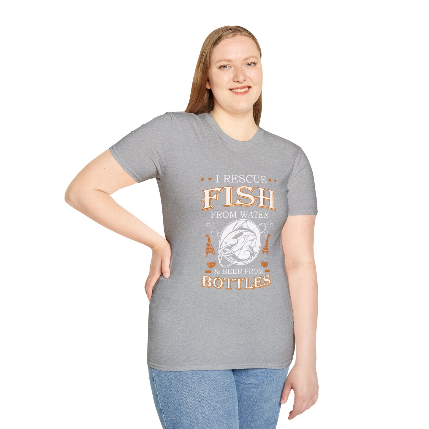 I Rescue Fish from Water & Beer from Bottles T-Shirt — Funny Fisherman Tee