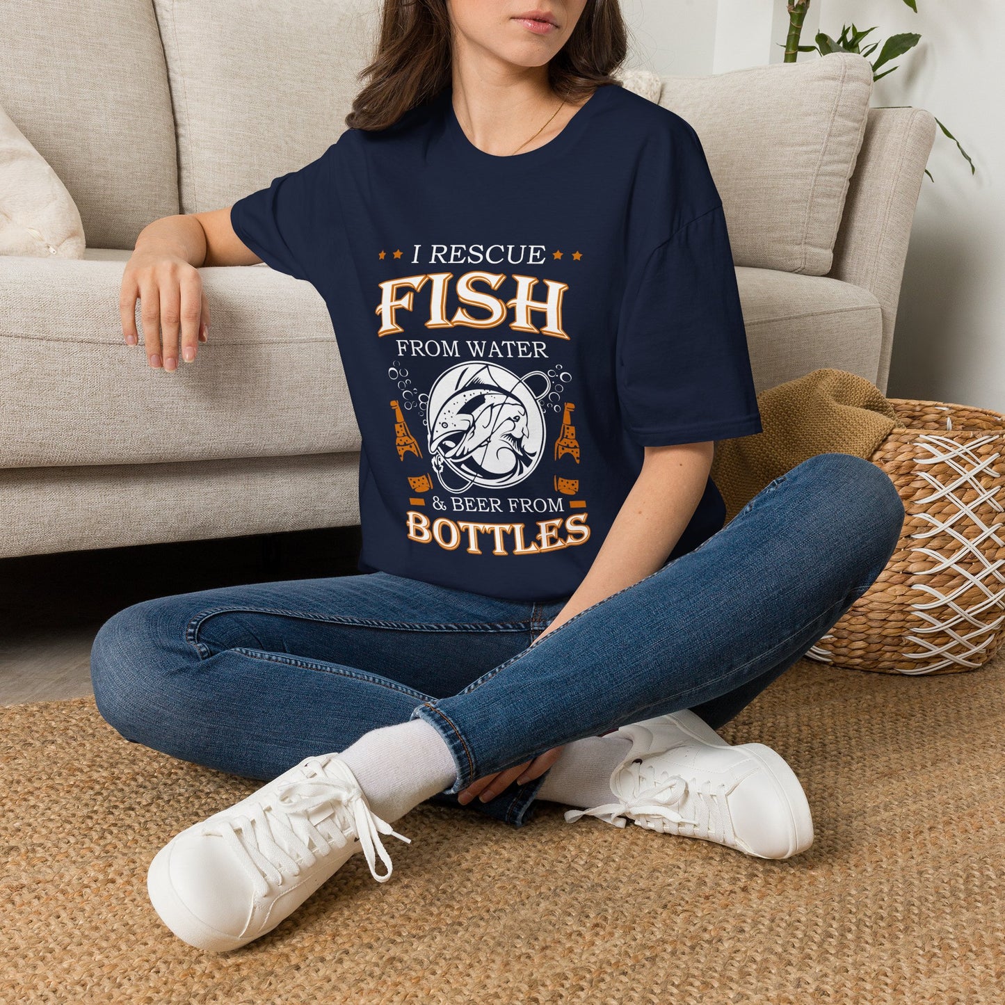 I Rescue Fish from Water & Beer from Bottles T-Shirt — Funny Fisherman Tee