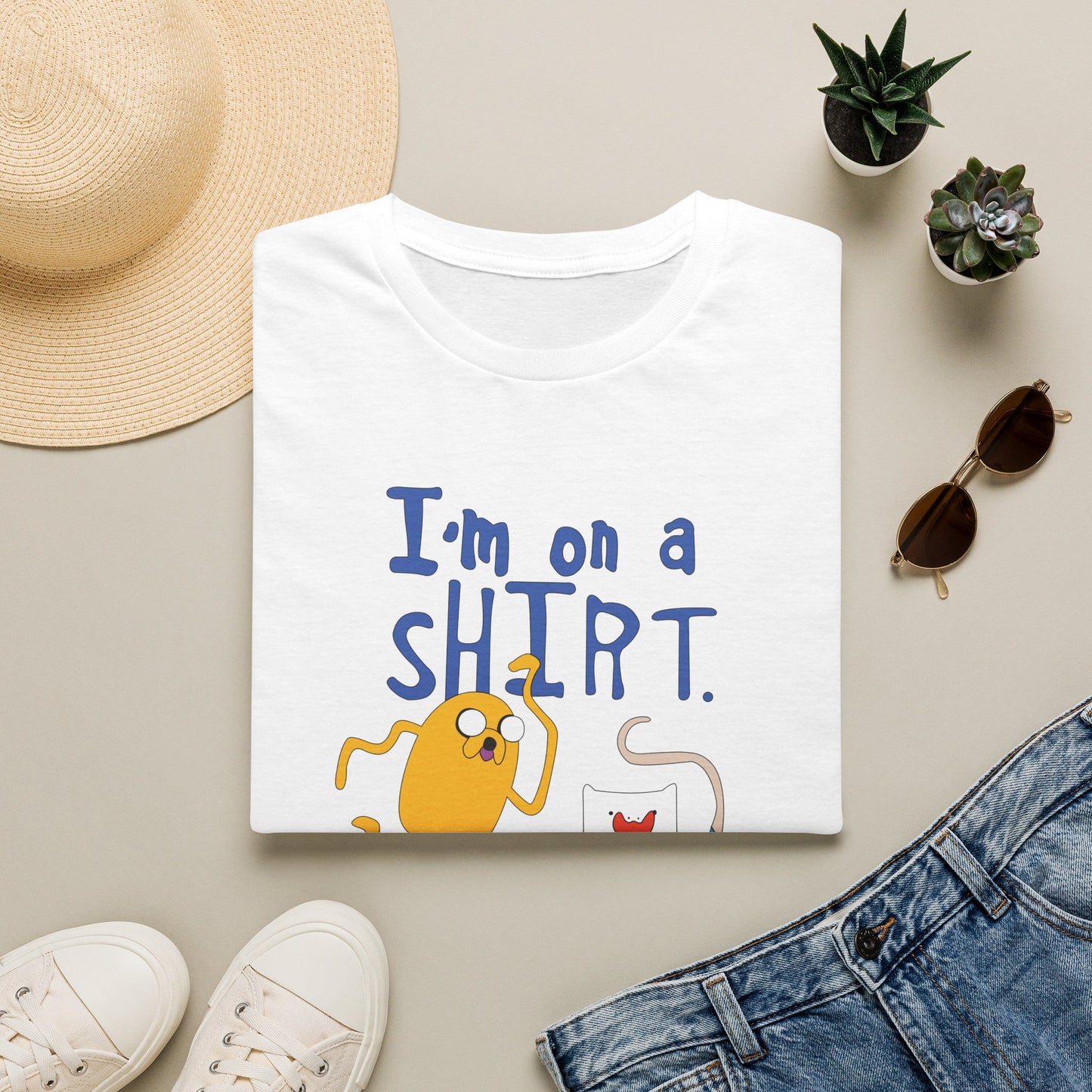 ADVENTURE TIME with Finn & Jake I'm on a Shirt. Me Too! — Funny Cartoon Jake & Cat Graphic Tee