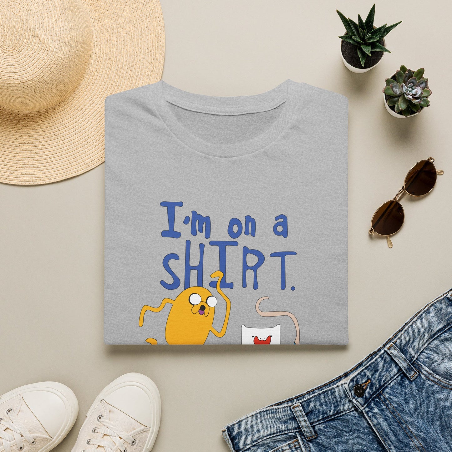 ADVENTURE TIME with Finn & Jake I'm on a Shirt. Me Too! — Funny Cartoon Jake & Cat Graphic Tee