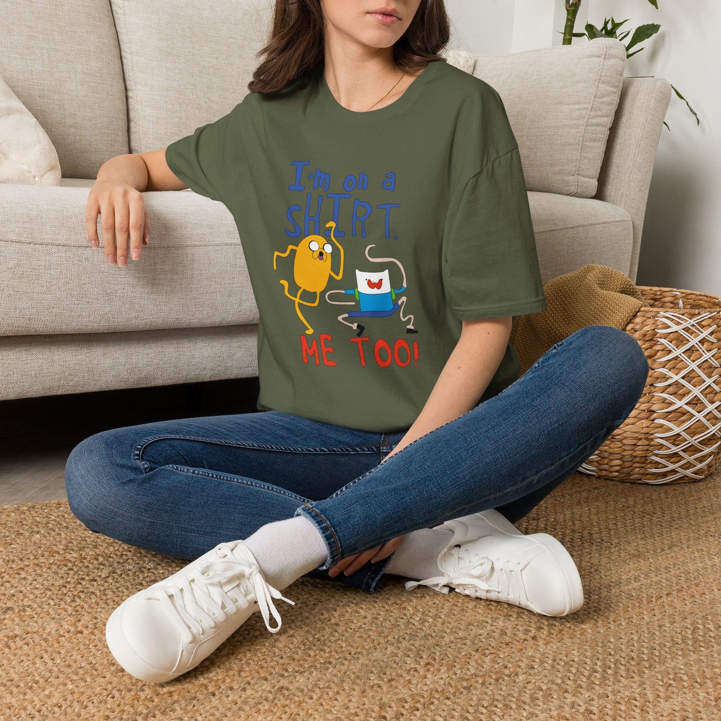 ADVENTURE TIME with Finn & Jake I'm on a Shirt. Me Too! — Funny Cartoon Jake & Cat Graphic Tee