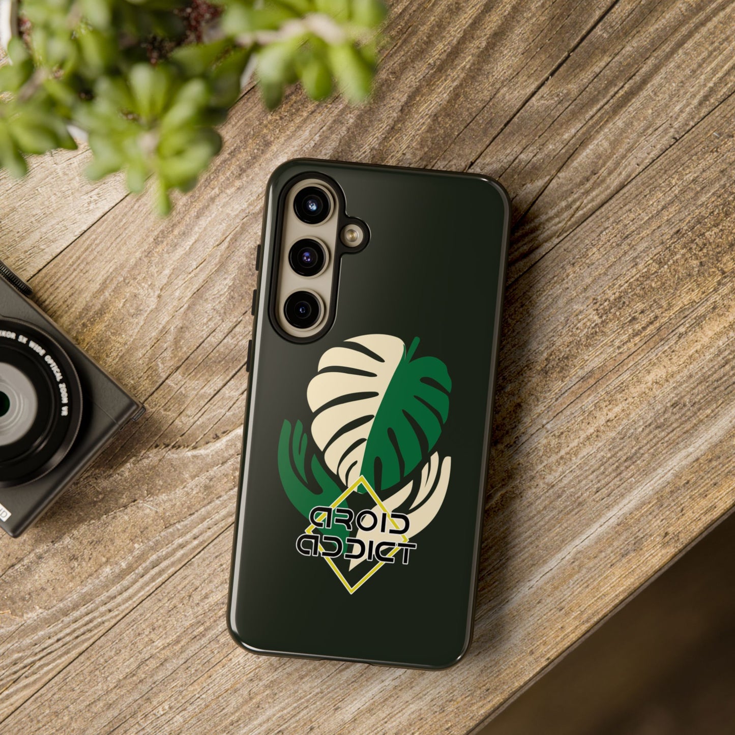 Phone Case — 'Droid Addict' Tropical Monstera Protective Case