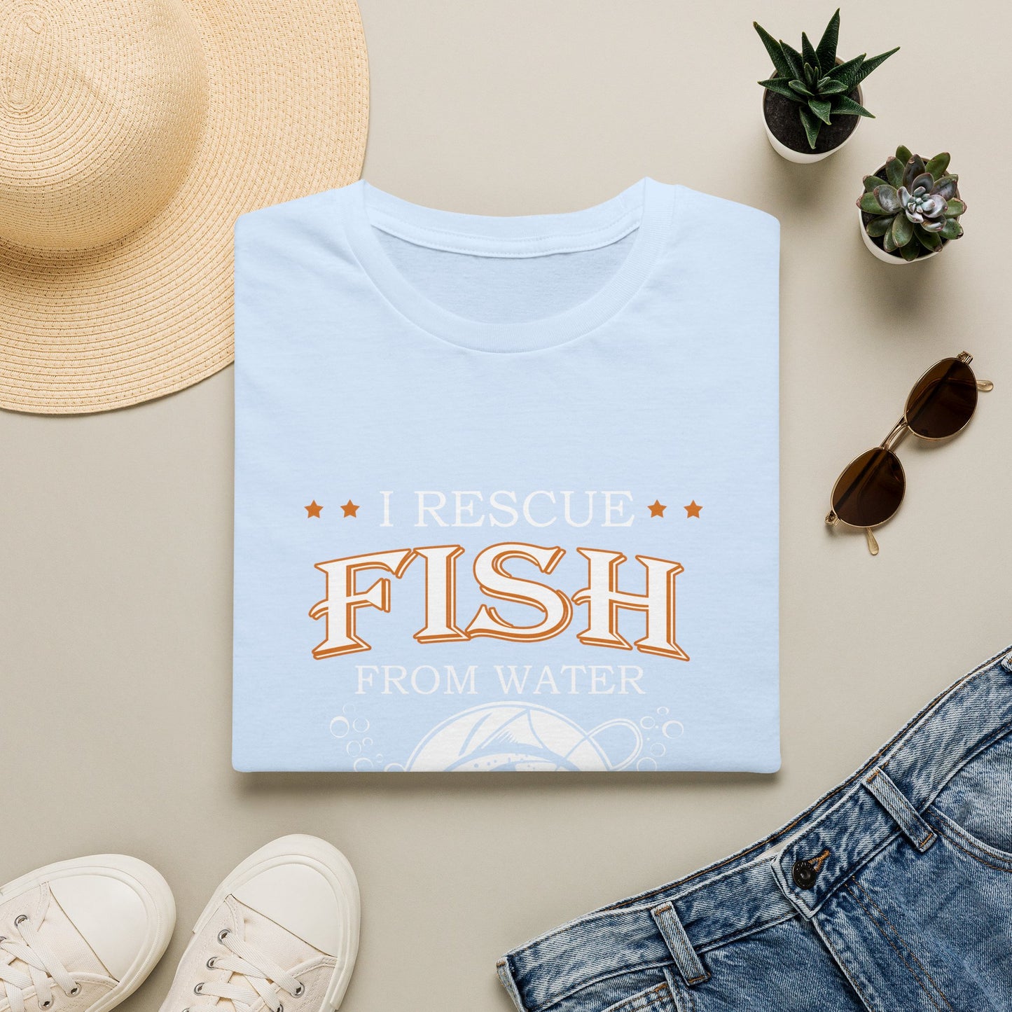 I Rescue Fish from Water & Beer from Bottles T-Shirt — Funny Fisherman Tee