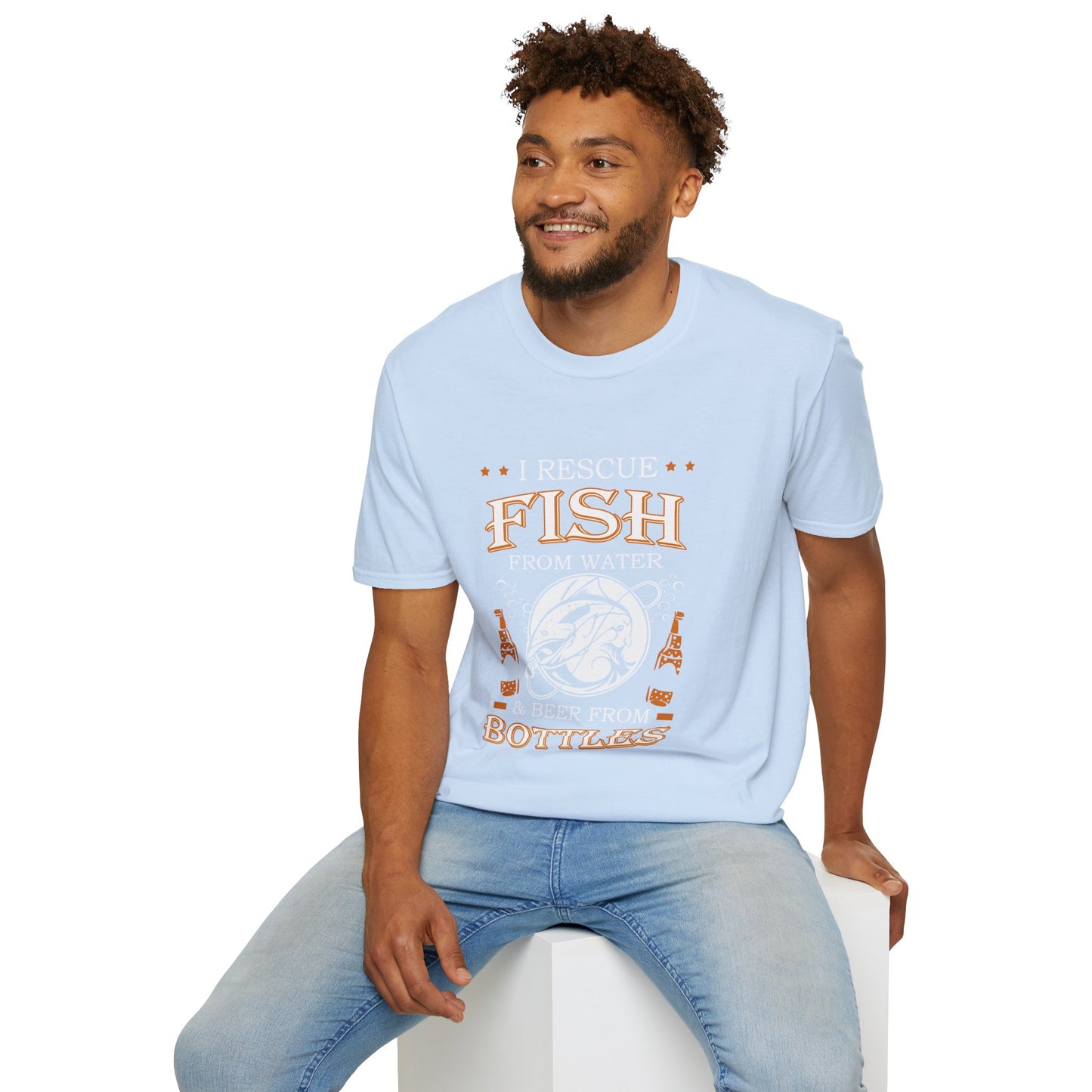 I Rescue Fish from Water & Beer from Bottles T-Shirt — Funny Fisherman Tee