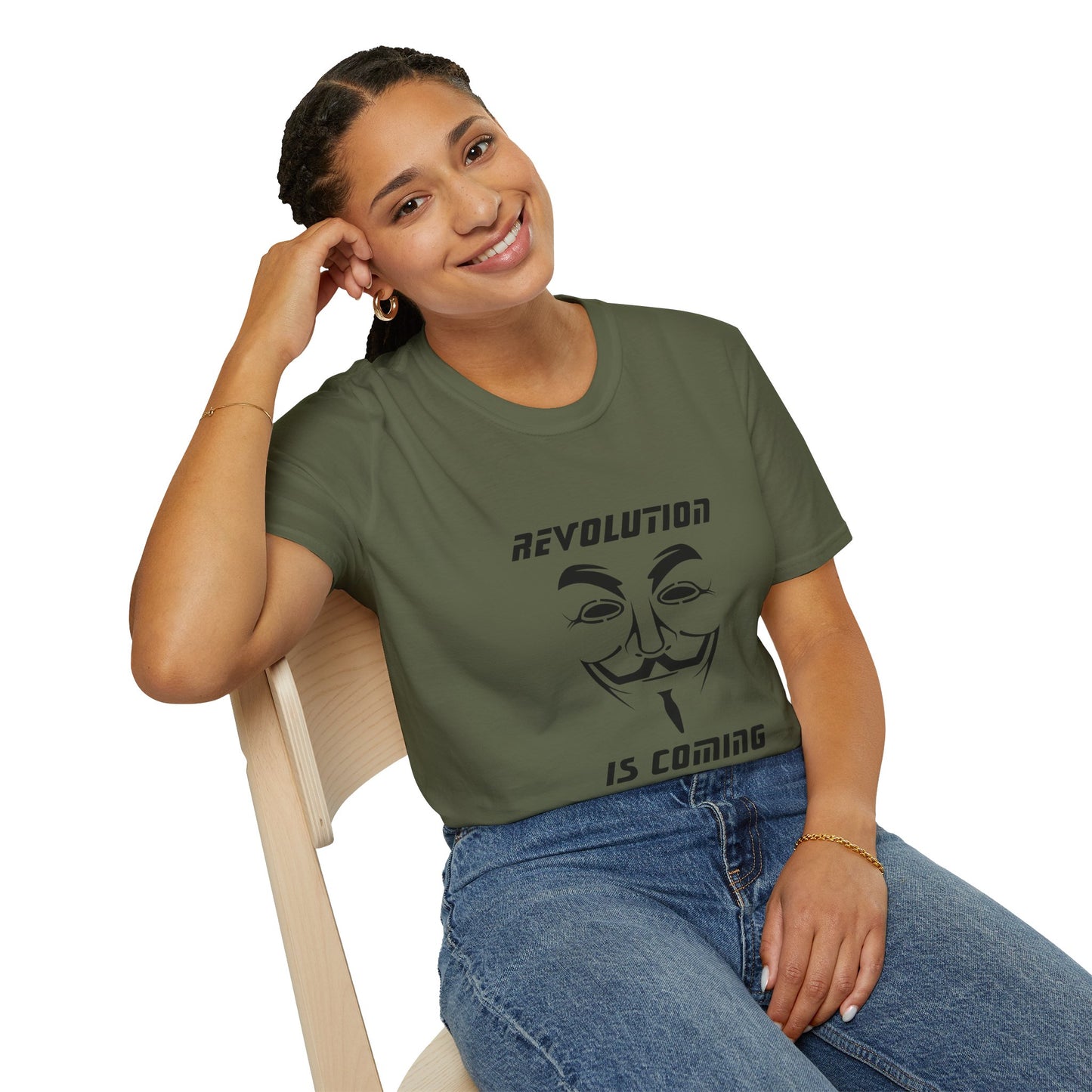 Revolution Is Coming T-Shirt — Guy Fawkes Mask Protest Tee