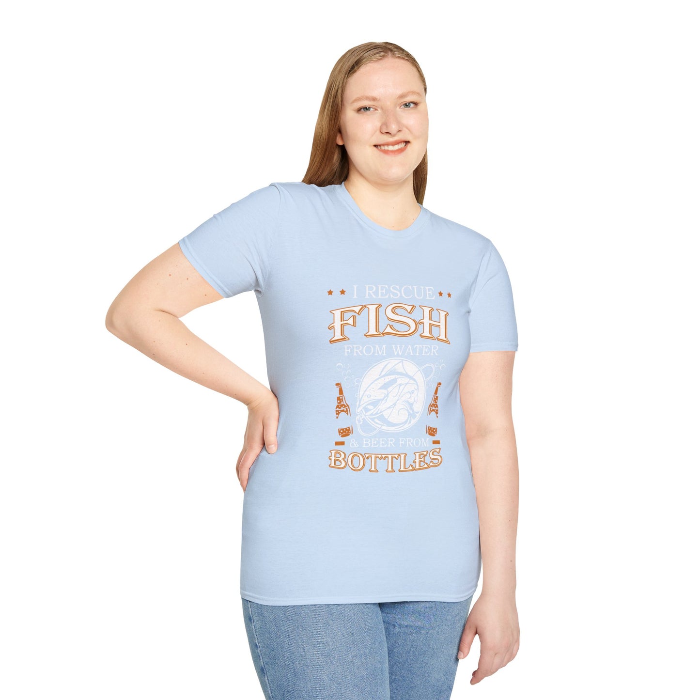 I Rescue Fish from Water & Beer from Bottles T-Shirt — Funny Fisherman Tee