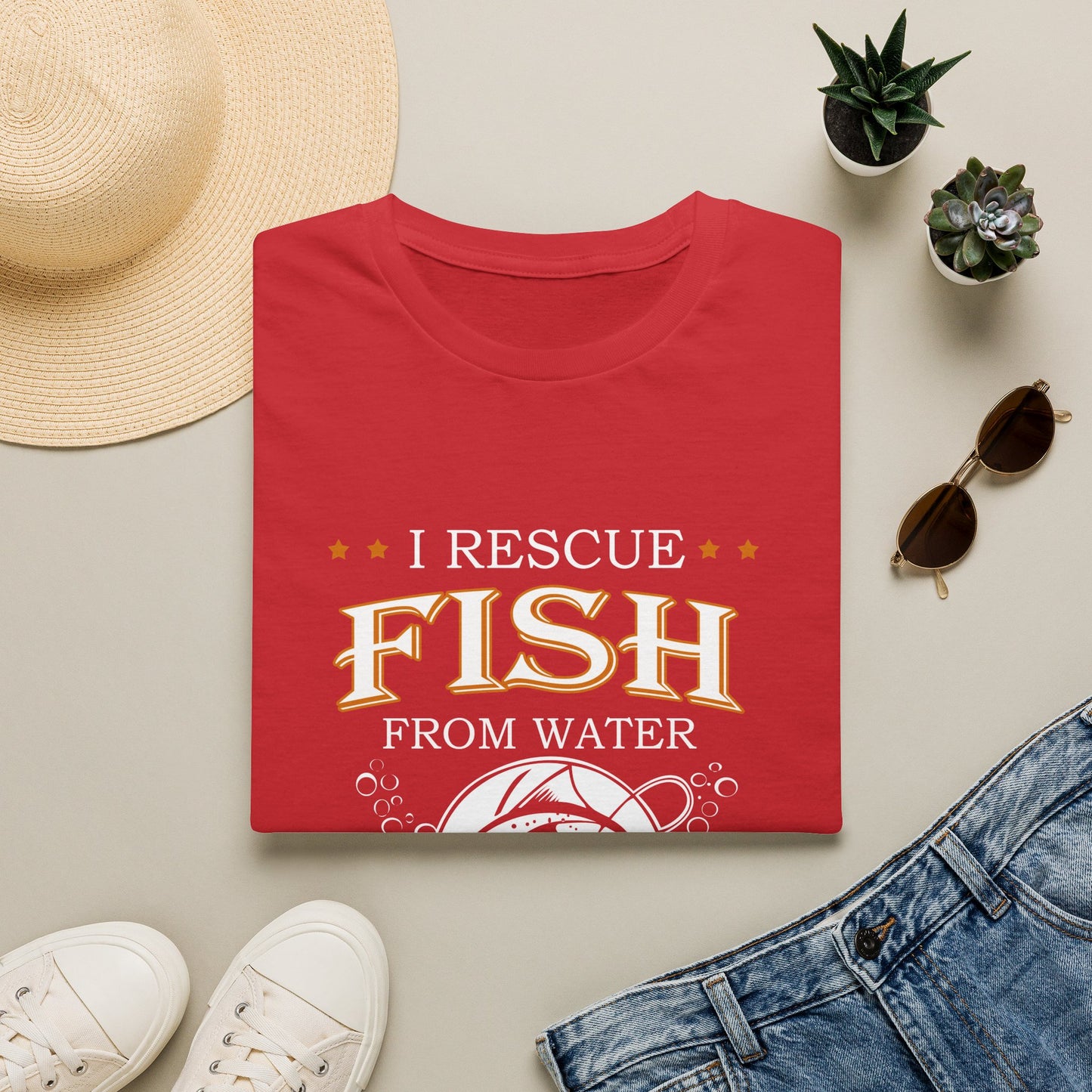 I Rescue Fish from Water & Beer from Bottles T-Shirt — Funny Fisherman Tee