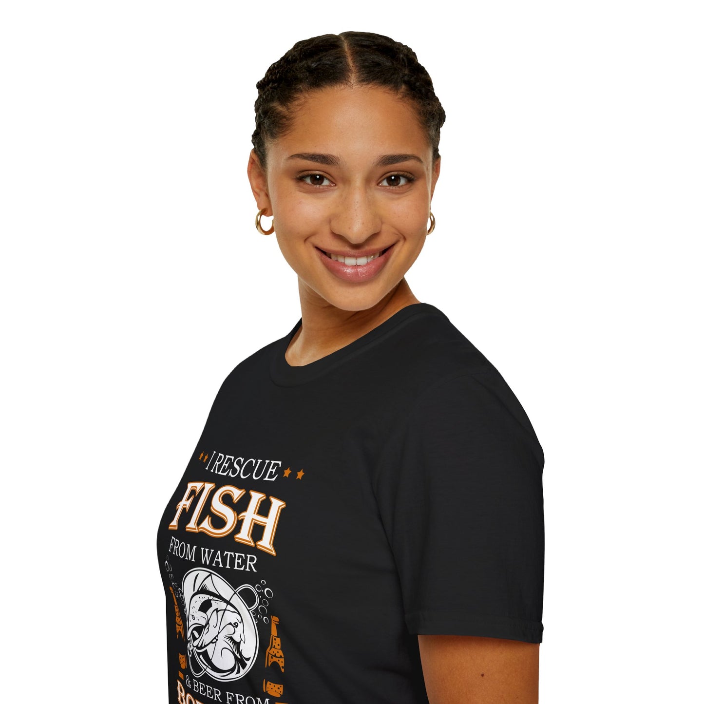I Rescue Fish from Water & Beer from Bottles T-Shirt — Funny Fisherman Tee