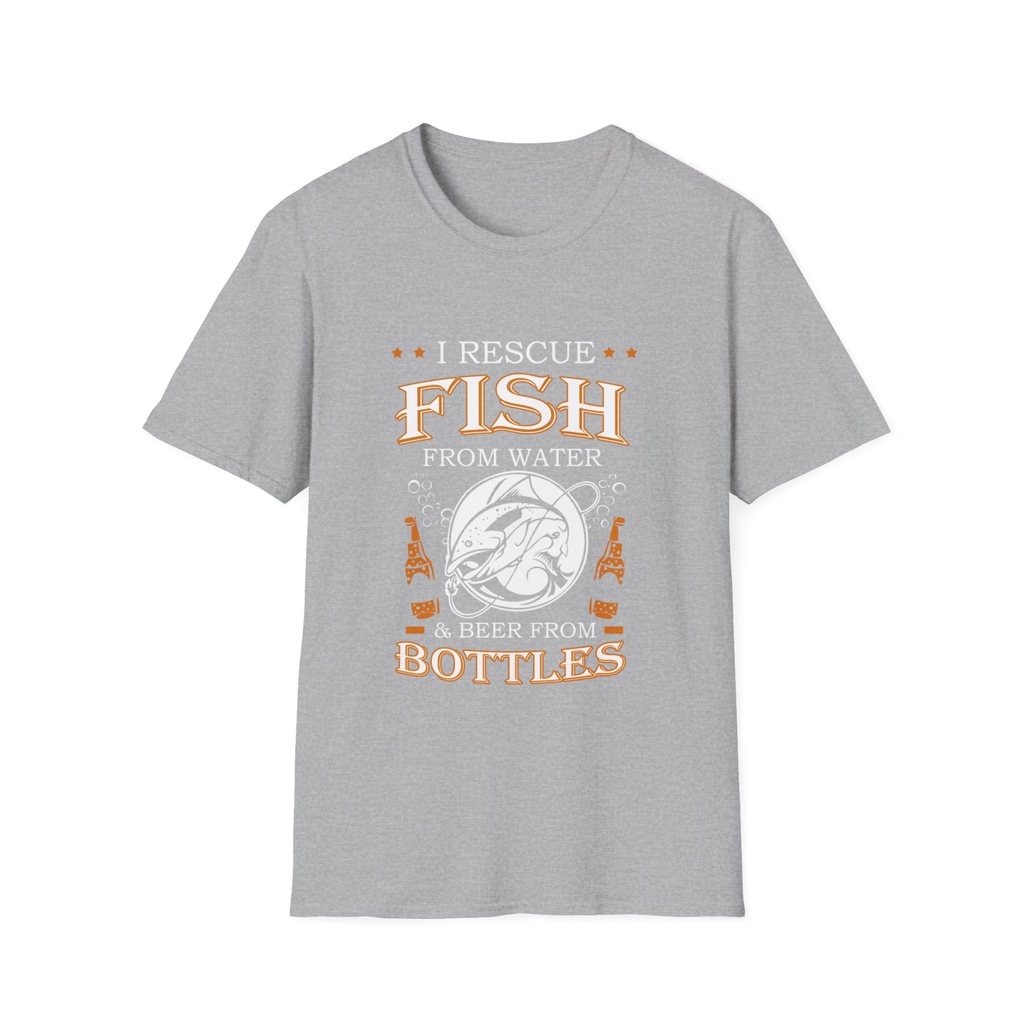 I Rescue Fish from Water & Beer from Bottles T-Shirt — Funny Fisherman Tee