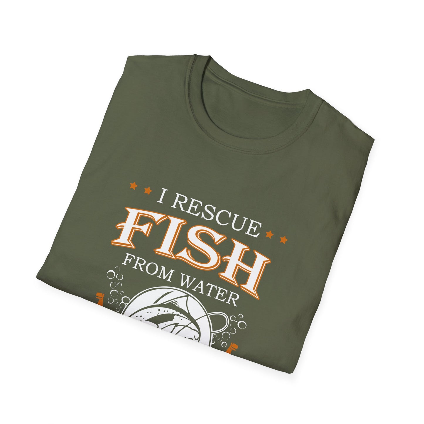I Rescue Fish from Water & Beer from Bottles T-Shirt — Funny Fisherman Tee
