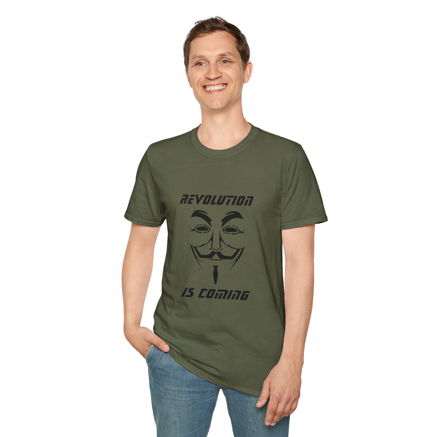 Revolution Is Coming T-Shirt — Guy Fawkes Mask Protest Tee