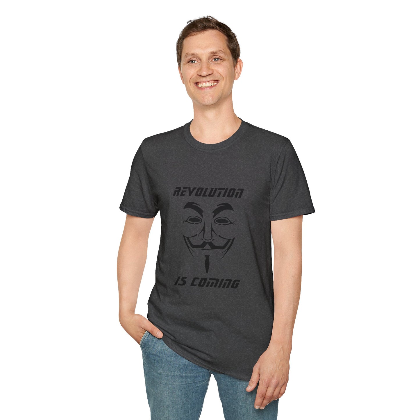 Revolution Is Coming T-Shirt — Guy Fawkes Mask Protest Tee