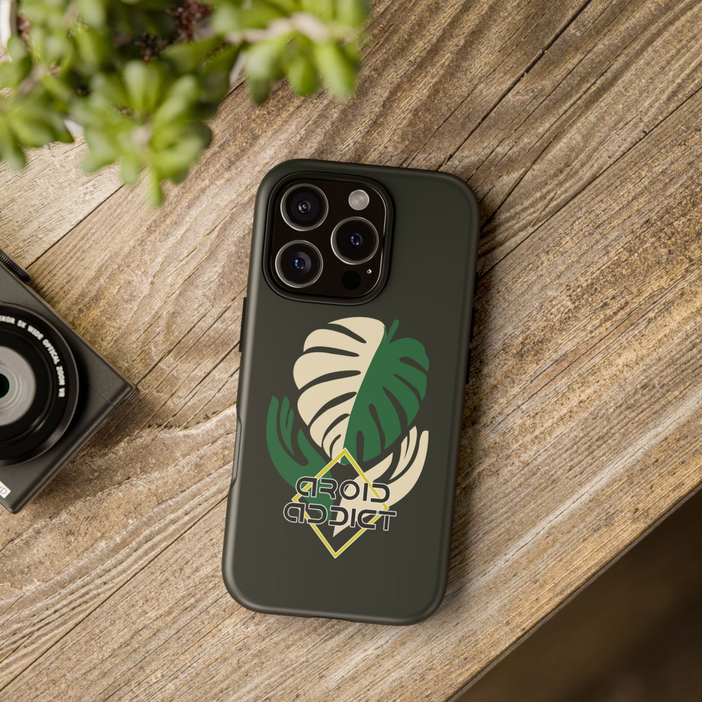 Phone Case — 'Droid Addict' Tropical Monstera Protective Case
