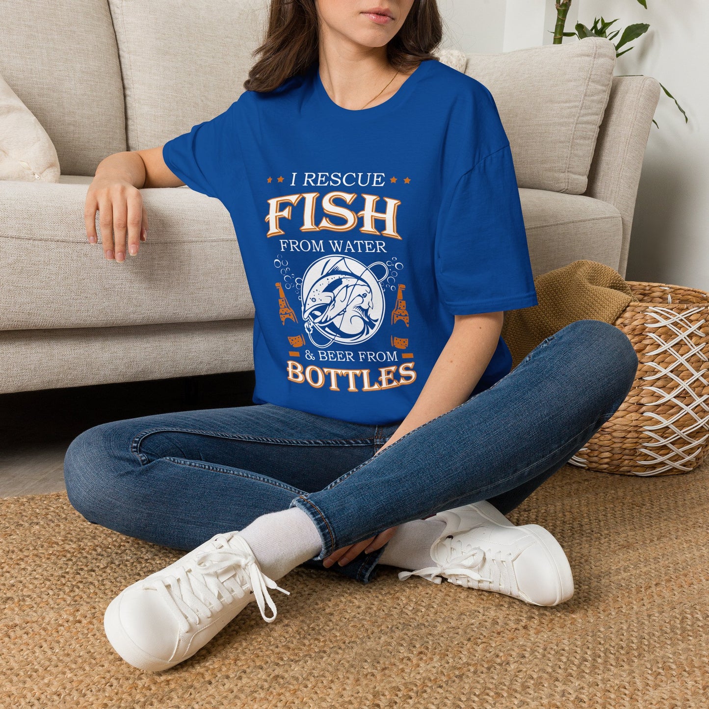 I Rescue Fish from Water & Beer from Bottles T-Shirt — Funny Fisherman Tee