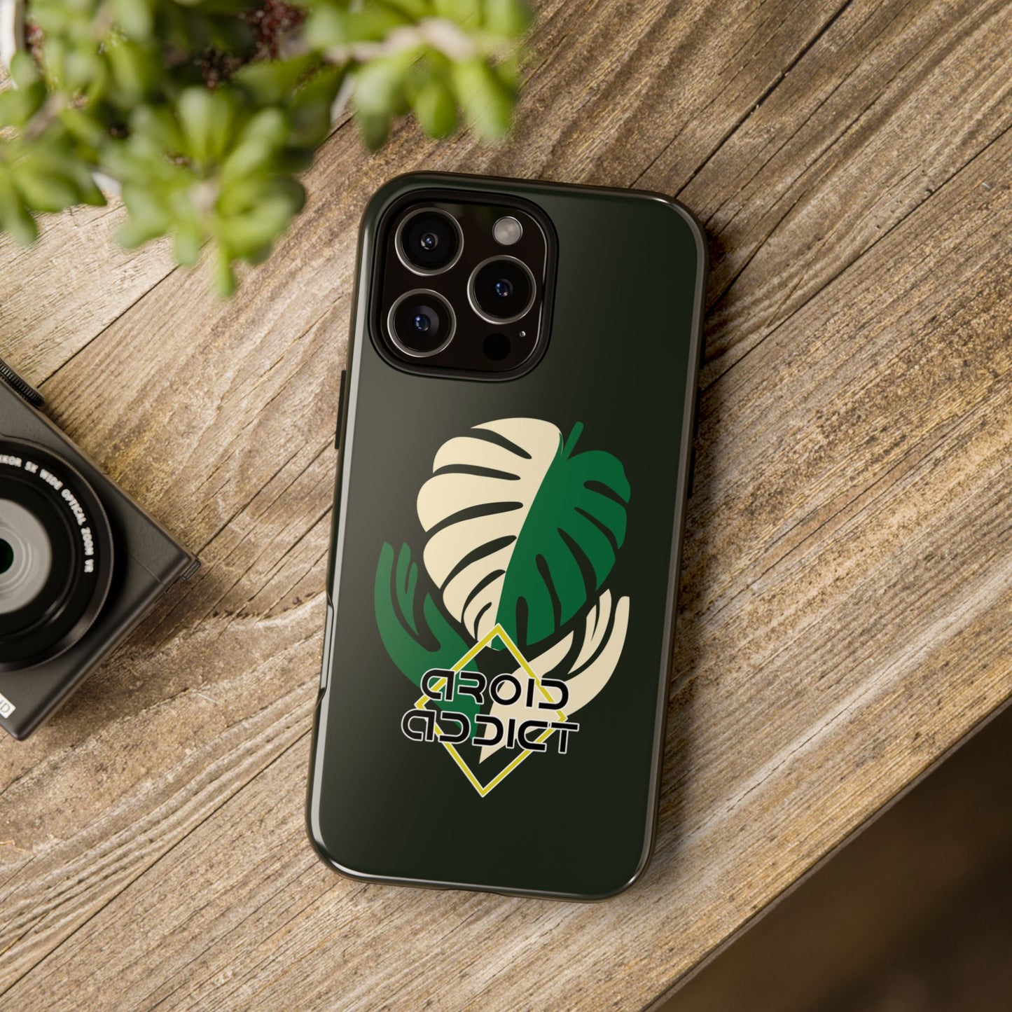 Phone Case — 'Droid Addict' Tropical Monstera Protective Case