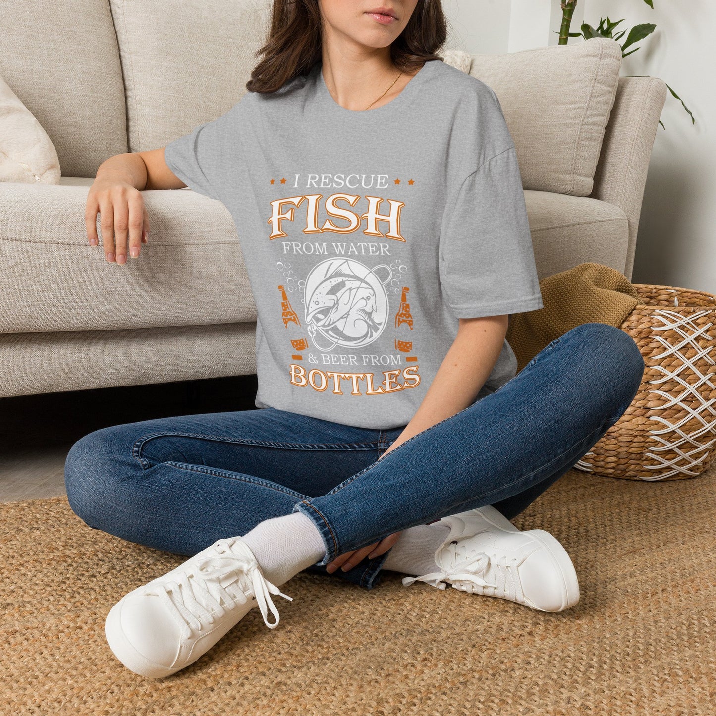 I Rescue Fish from Water & Beer from Bottles T-Shirt — Funny Fisherman Tee
