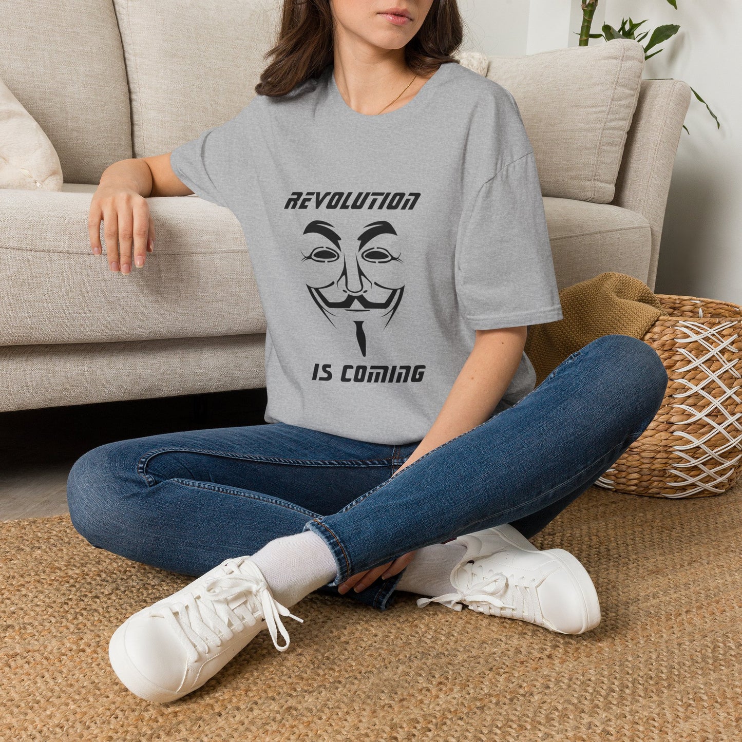 Revolution Is Coming T-Shirt — Guy Fawkes Mask Protest Tee