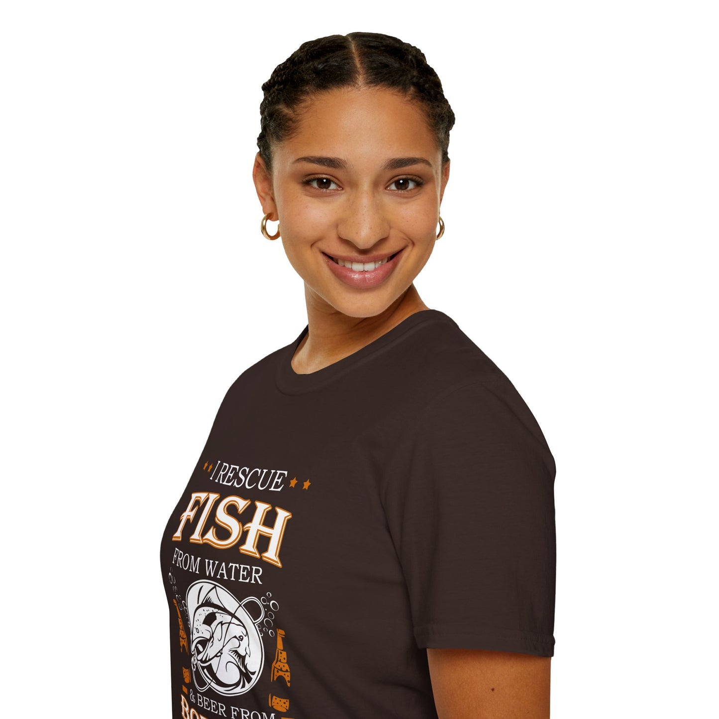 I Rescue Fish from Water & Beer from Bottles T-Shirt — Funny Fisherman Tee