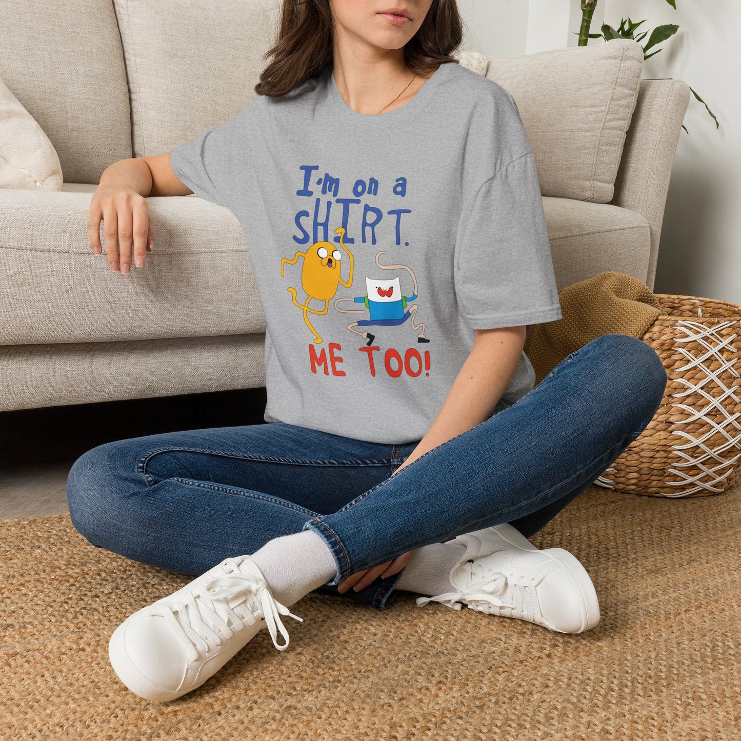 ADVENTURE TIME with Finn & Jake I'm on a Shirt. Me Too! — Funny Cartoon Jake & Cat Graphic Tee