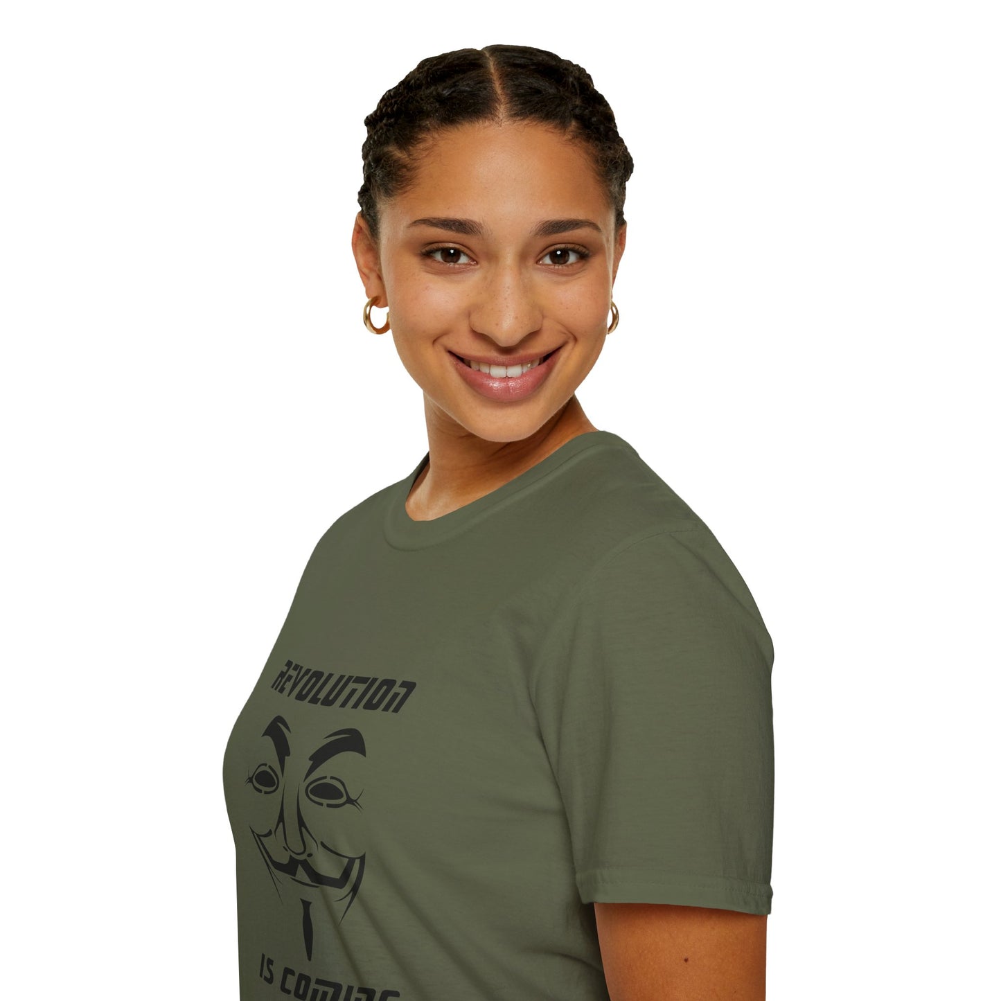 Revolution Is Coming T-Shirt — Guy Fawkes Mask Protest Tee