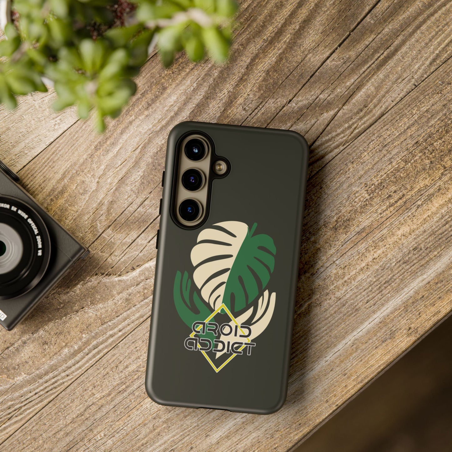 Phone Case — 'Droid Addict' Tropical Monstera Protective Case