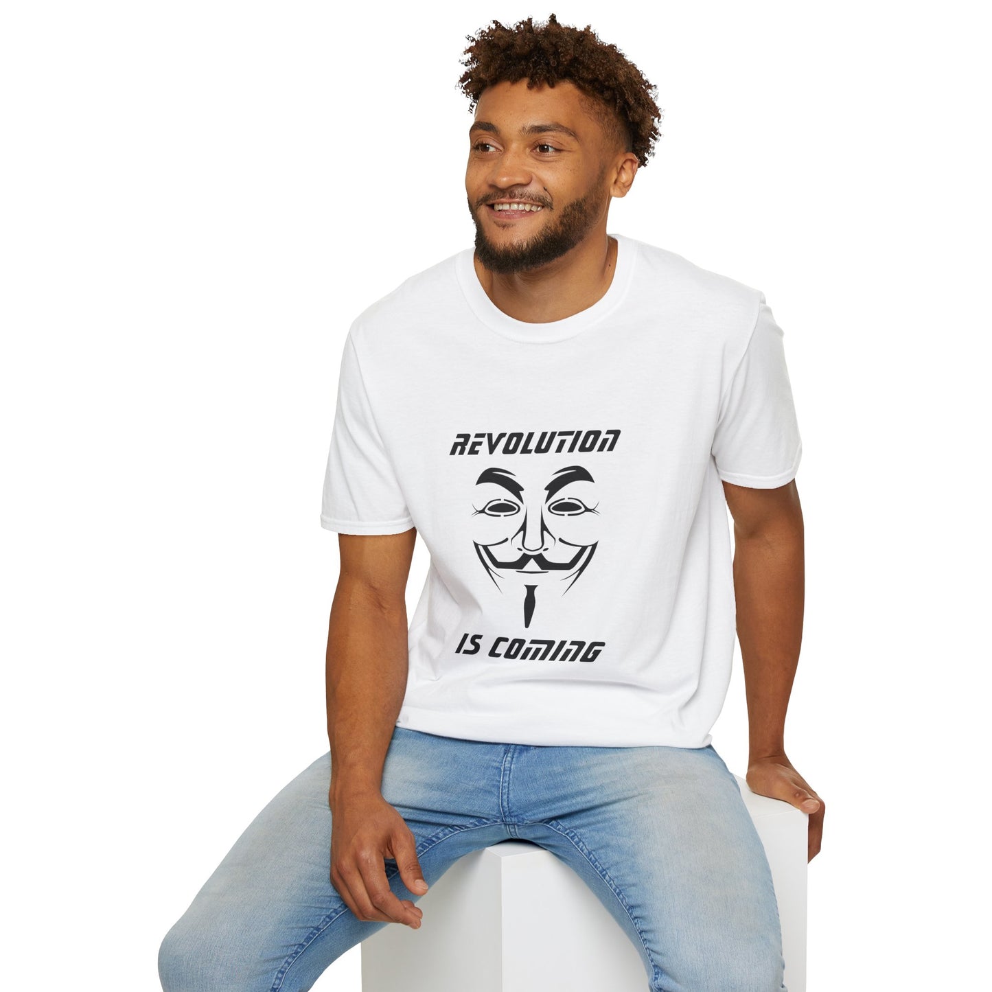 Revolution Is Coming T-Shirt — Guy Fawkes Mask Protest Tee