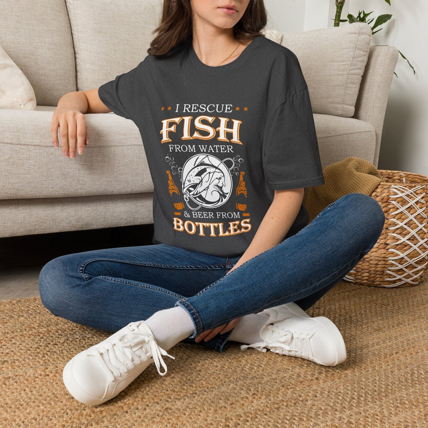 I Rescue Fish from Water & Beer from Bottles T-Shirt — Funny Fisherman Tee
