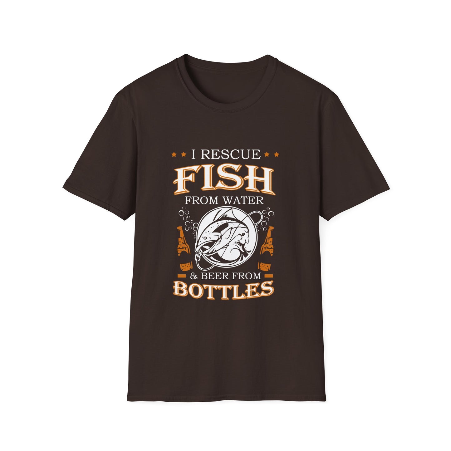 I Rescue Fish from Water & Beer from Bottles T-Shirt — Funny Fisherman Tee