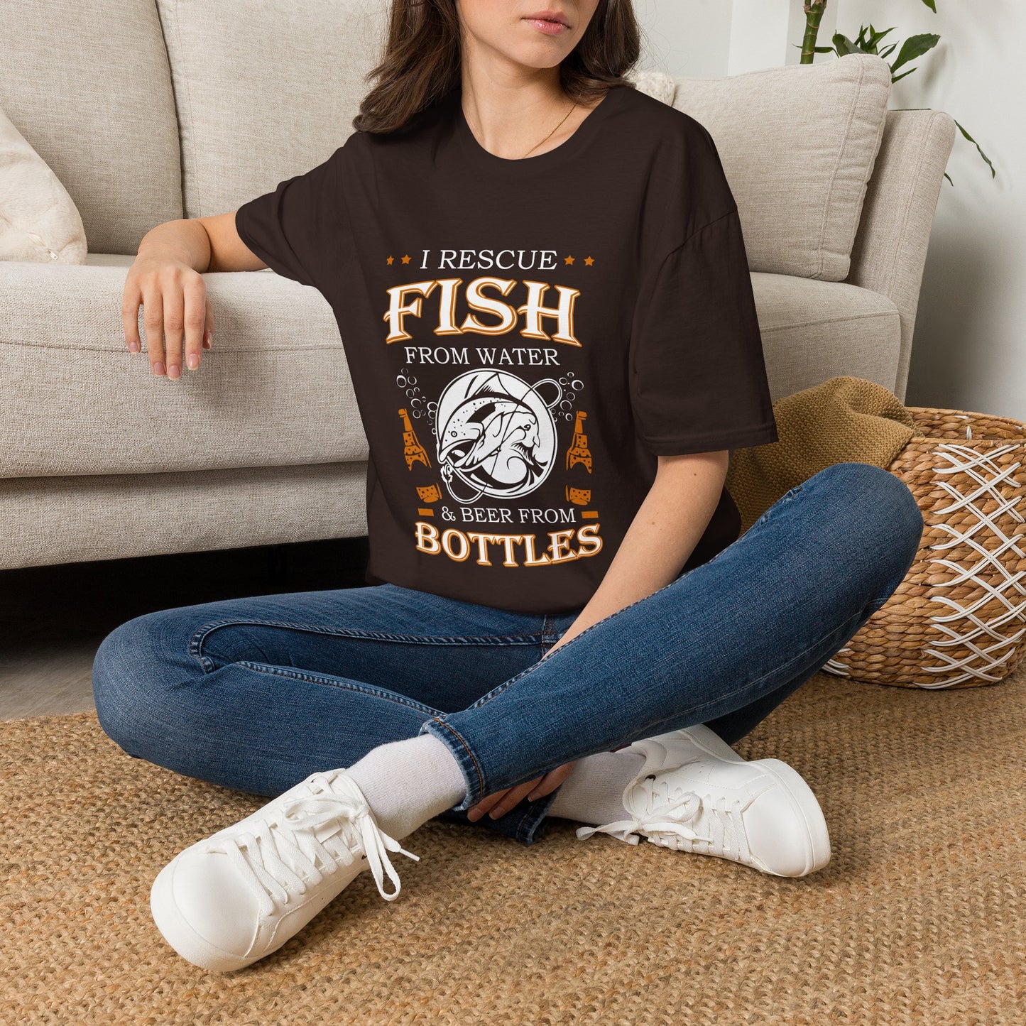 I Rescue Fish from Water & Beer from Bottles T-Shirt — Funny Fisherman Tee