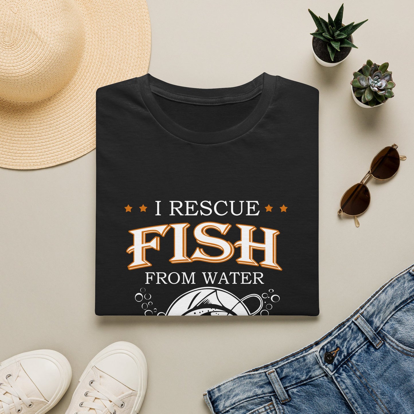 I Rescue Fish from Water & Beer from Bottles T-Shirt — Funny Fisherman Tee