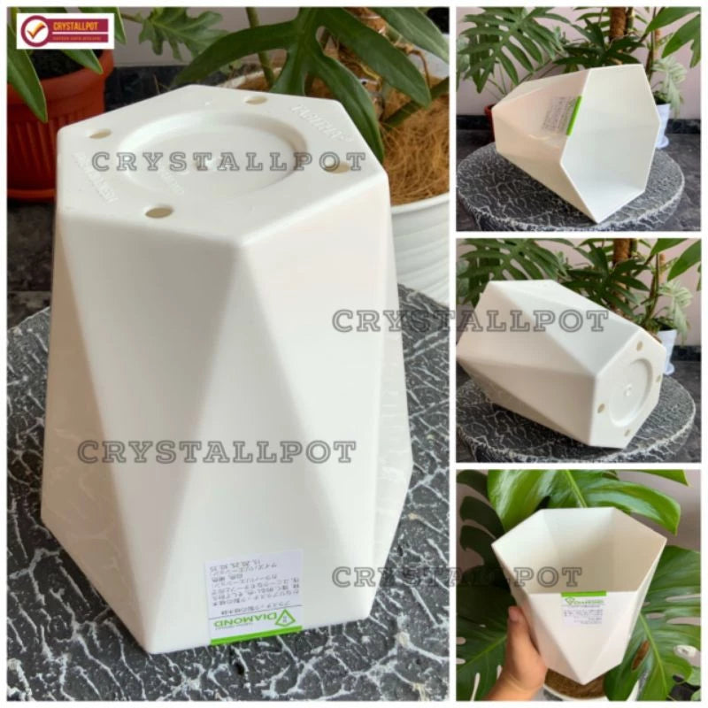 Tall Koi Plant Flower Pot Queen Diamond 20 Thick Material - QUEEN 20 WHITE