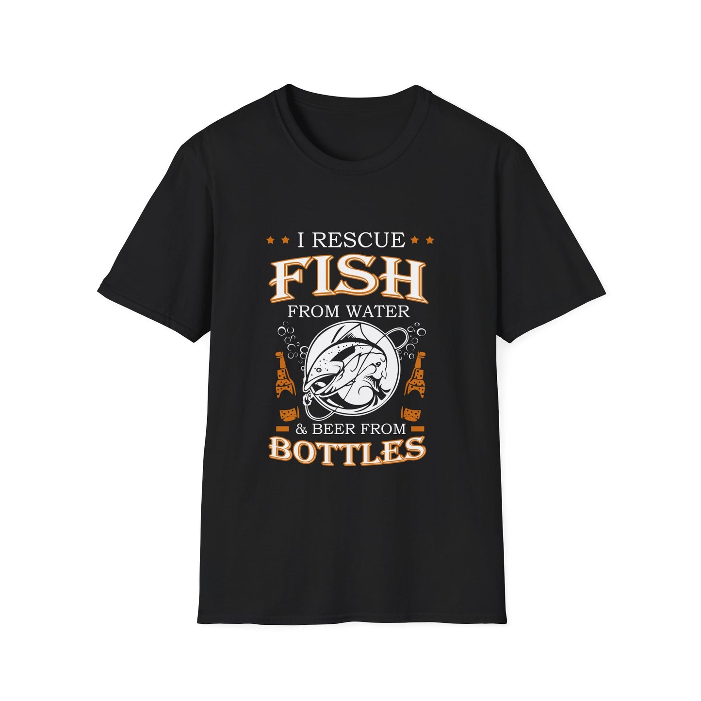 I Rescue Fish from Water & Beer from Bottles T-Shirt — Funny Fisherman Tee
