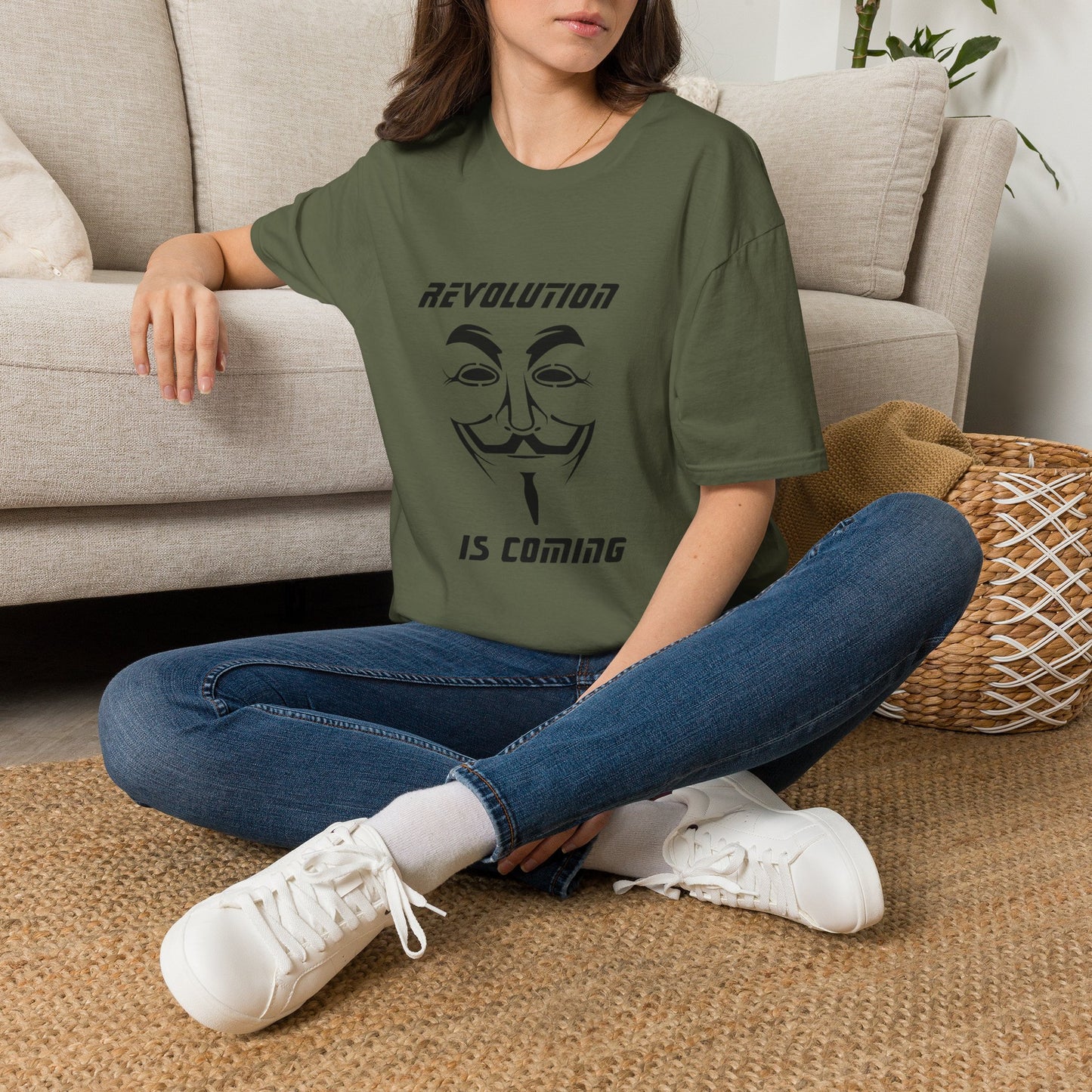 Revolution Is Coming T-Shirt — Guy Fawkes Mask Protest Tee
